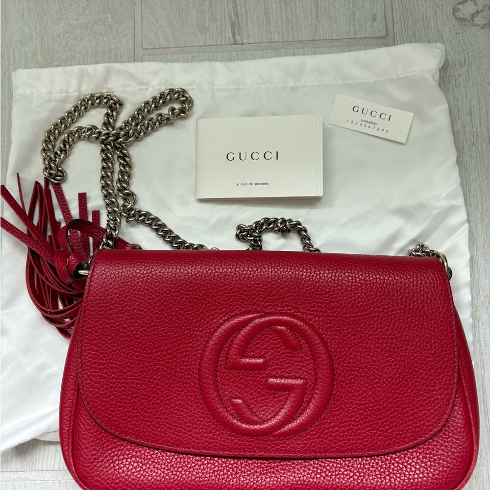 Gucci Red Soho Leather Crossbody Bag - Picture 6 of 8